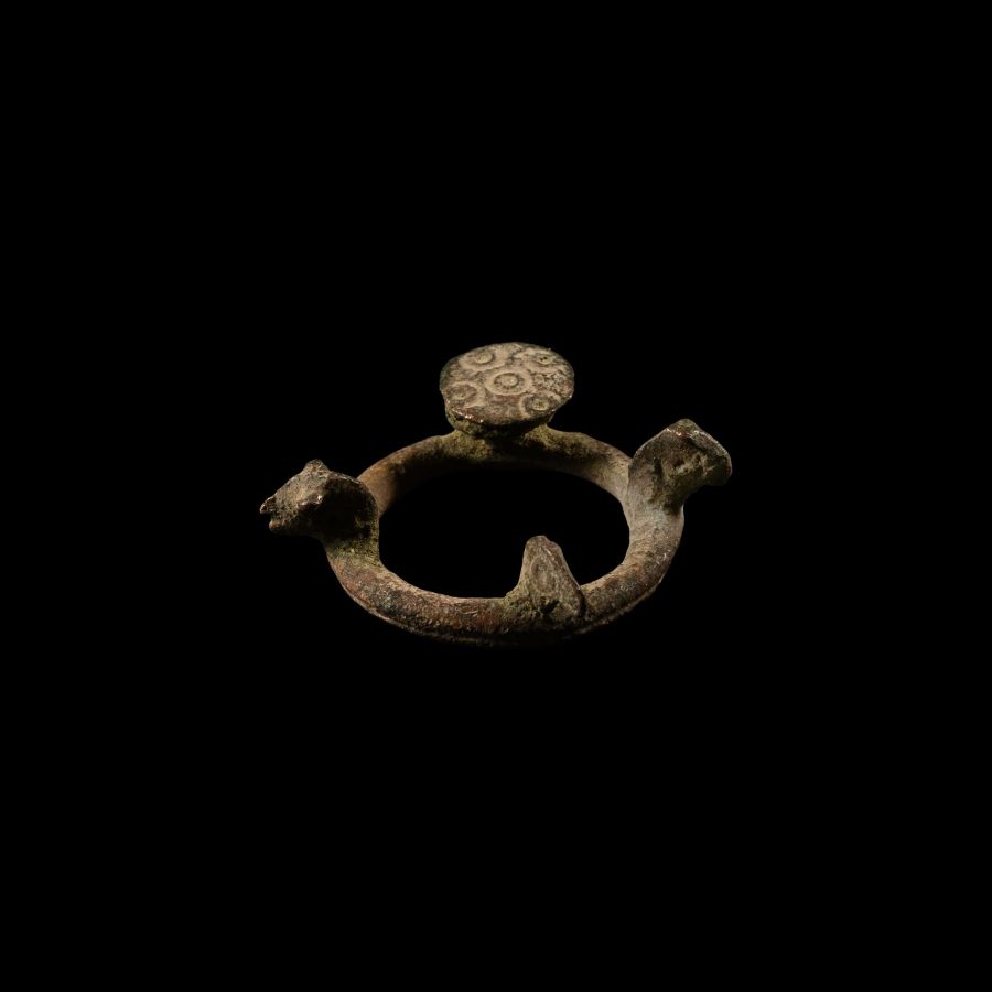 Iron Age Celtic Bronze Strap Junction with Animal Heads