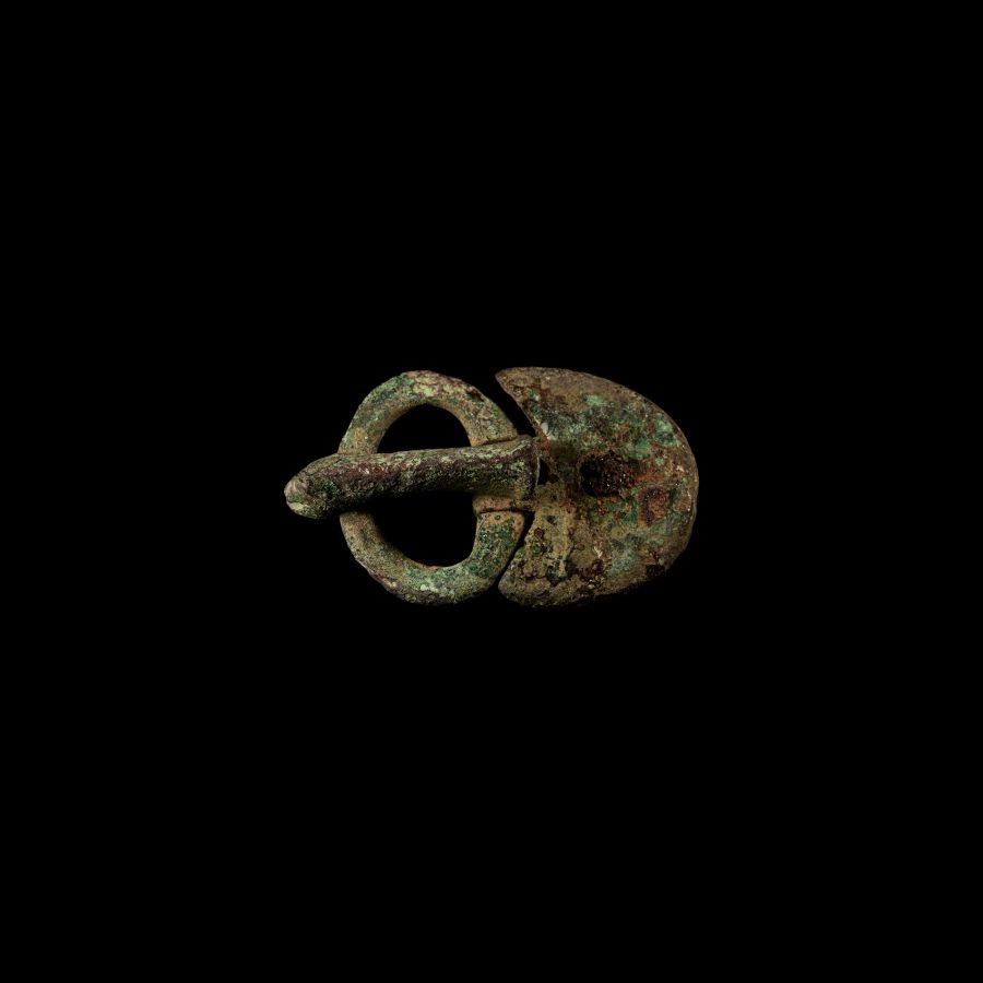 Visigothic Bronze Buckle with Plate and Animal-Headed Tongue