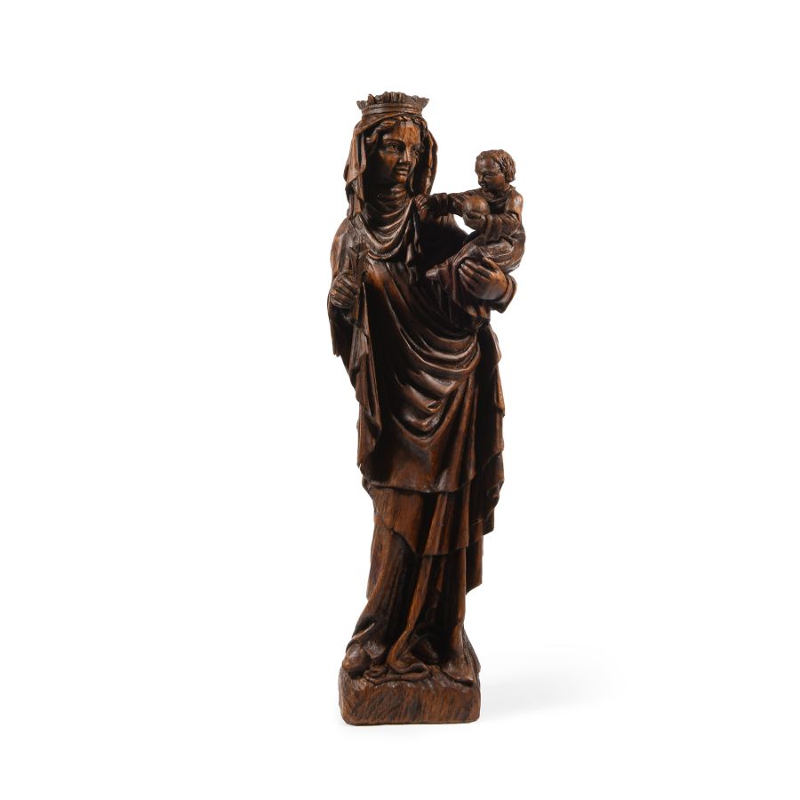 Post Medieval Oak Statue of Mary and Child