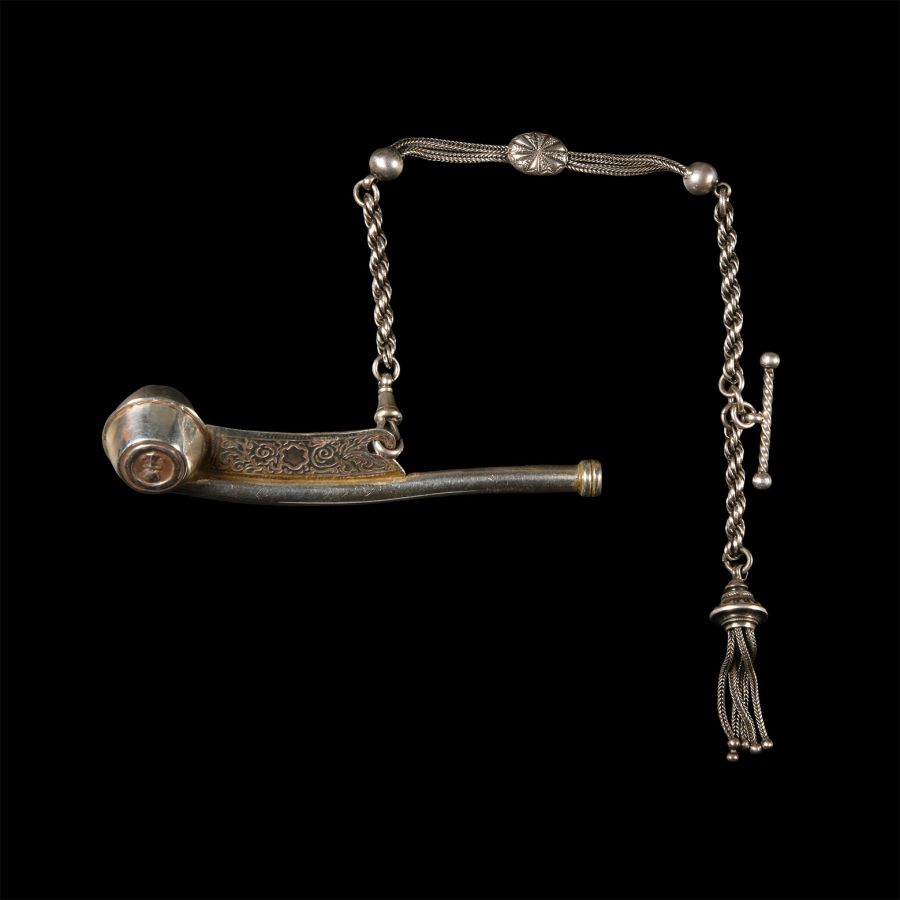 Silver Bosun's Whistle and Chain