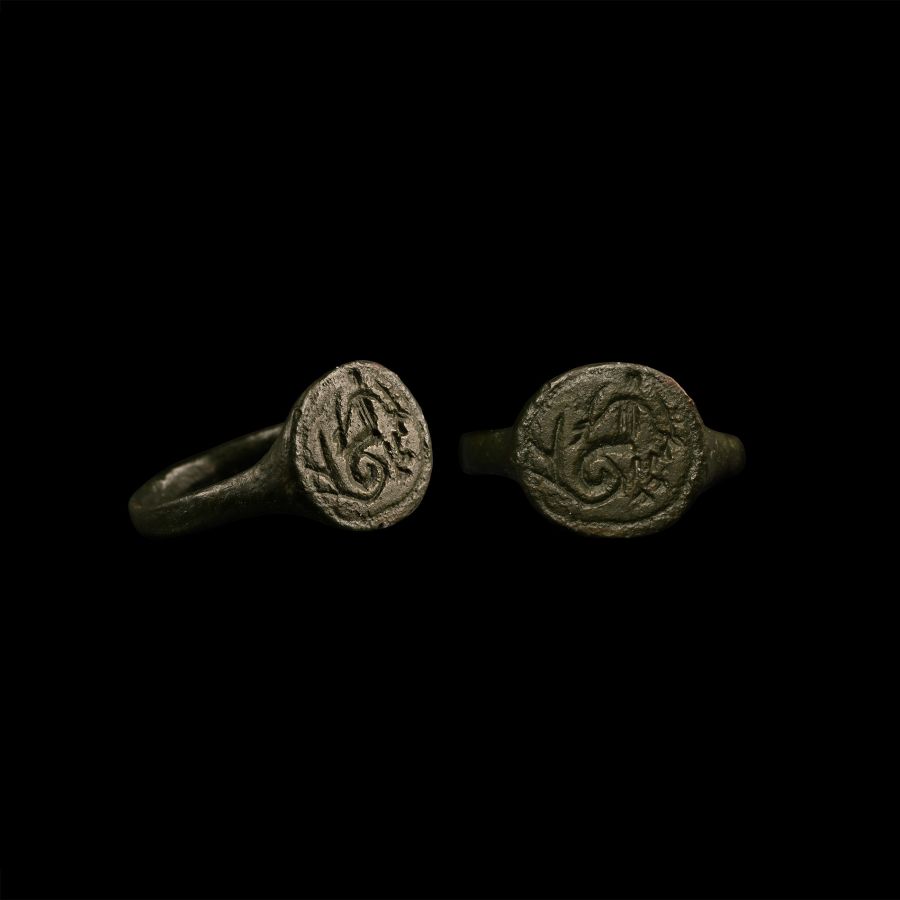 Roman Bronze Ring with Merman