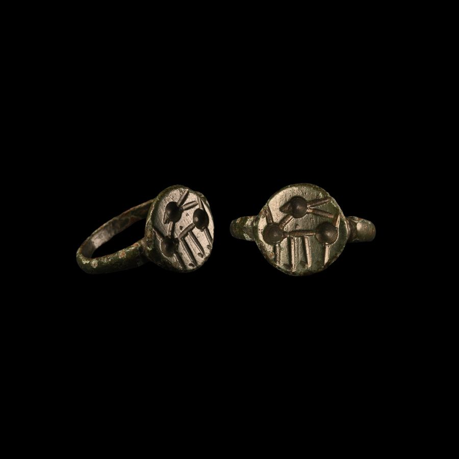Merovingian Bronze Ring with Stylised Beast Facing Back