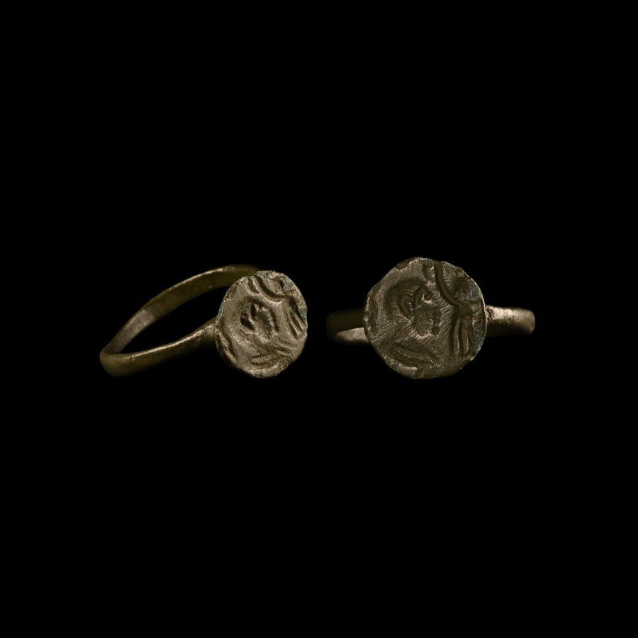 Roman Bronze Ring with Profile Bust