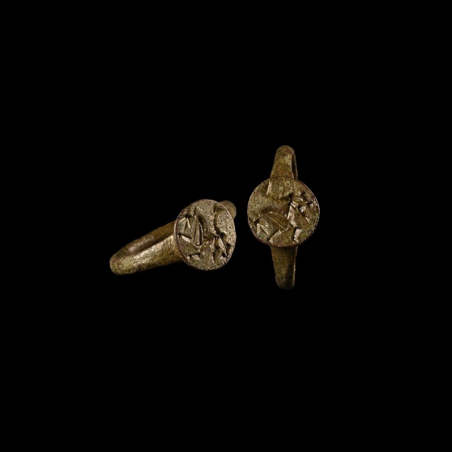 Medieval Bronze Ring with Griffin