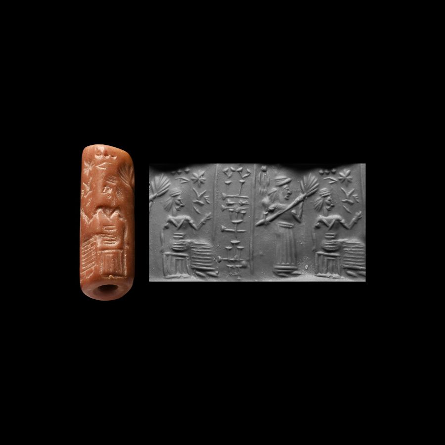 Sumerian Pink Limestone Cylinder Seal