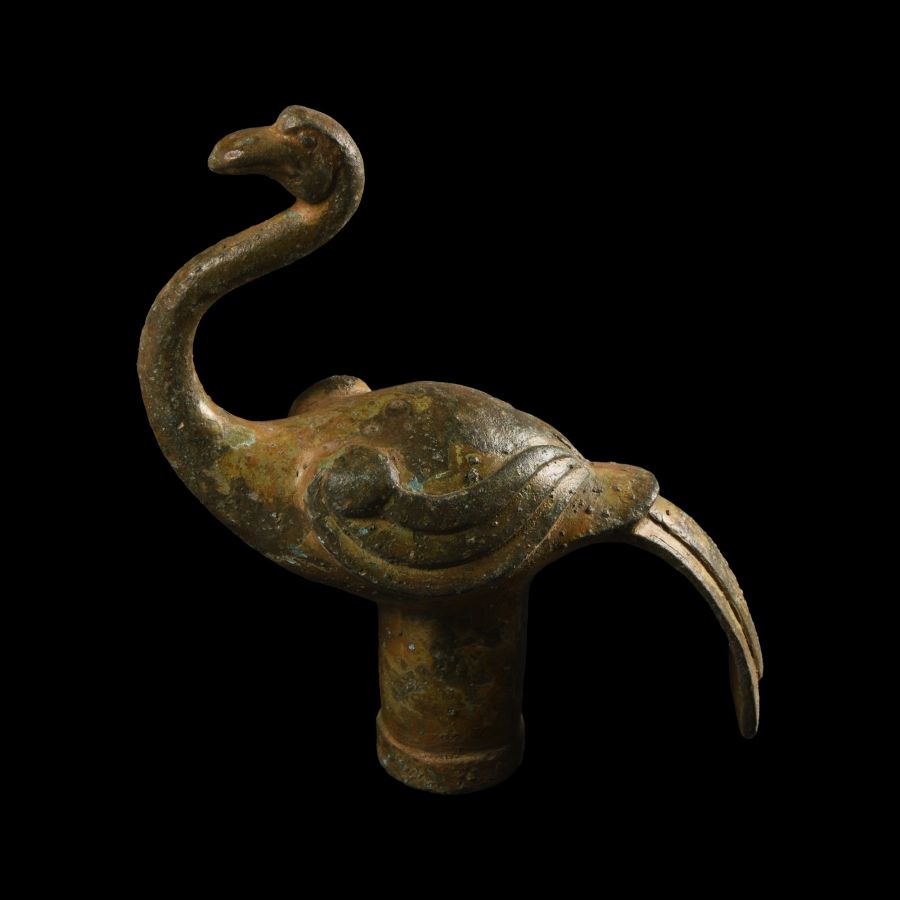 Chinese Han Style Bronze Crane Finial
