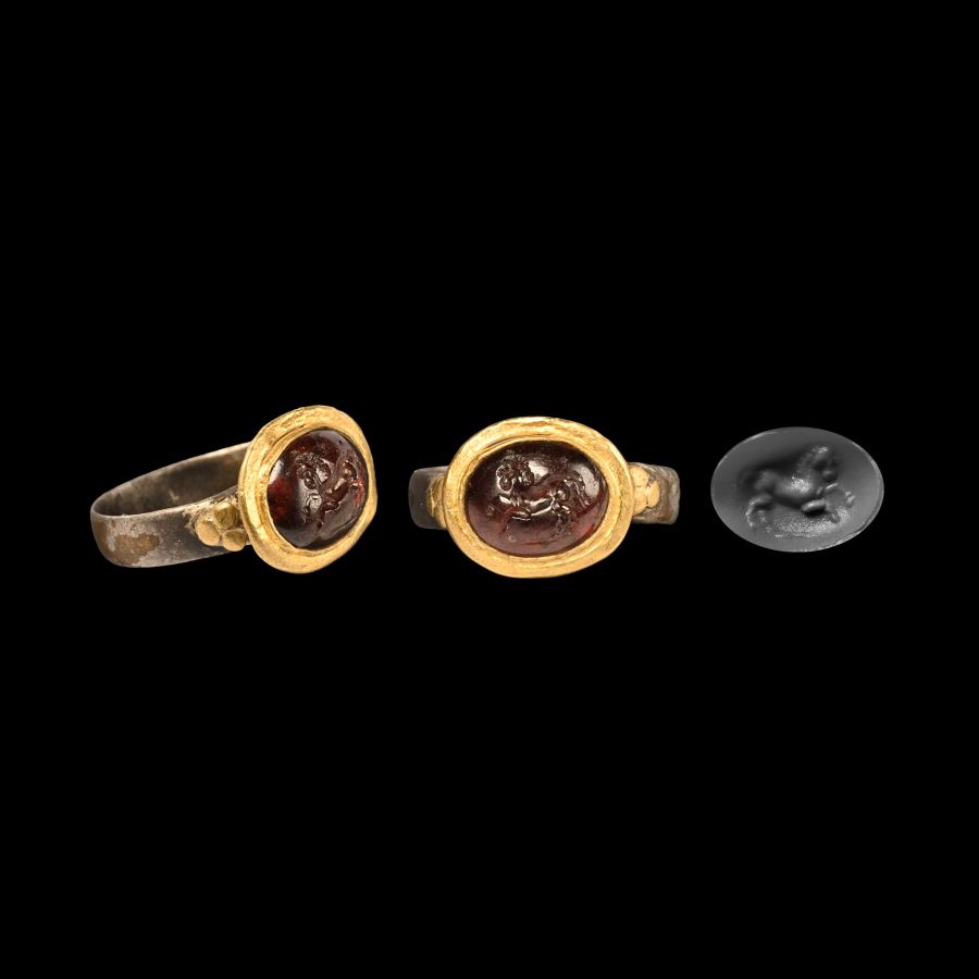 Eastern Roman Silver Ring with Gold Setting