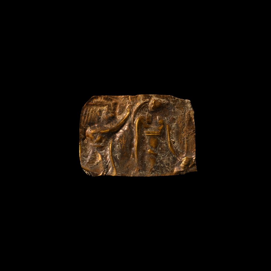 Egyptian Gold Repousse Plaque with Gods