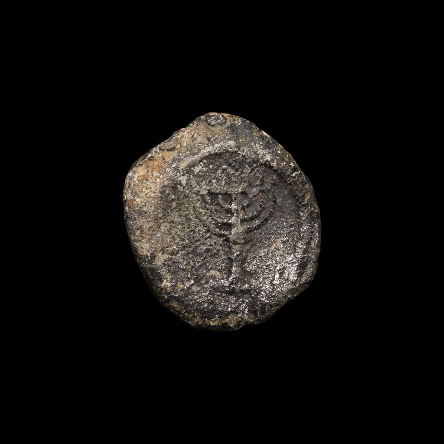 Large Jewish Lead Sealing with Menorah
