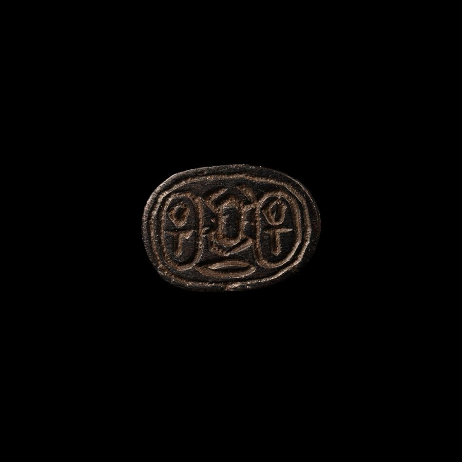 Egyptian Black Hardstone Scarab with Ankh