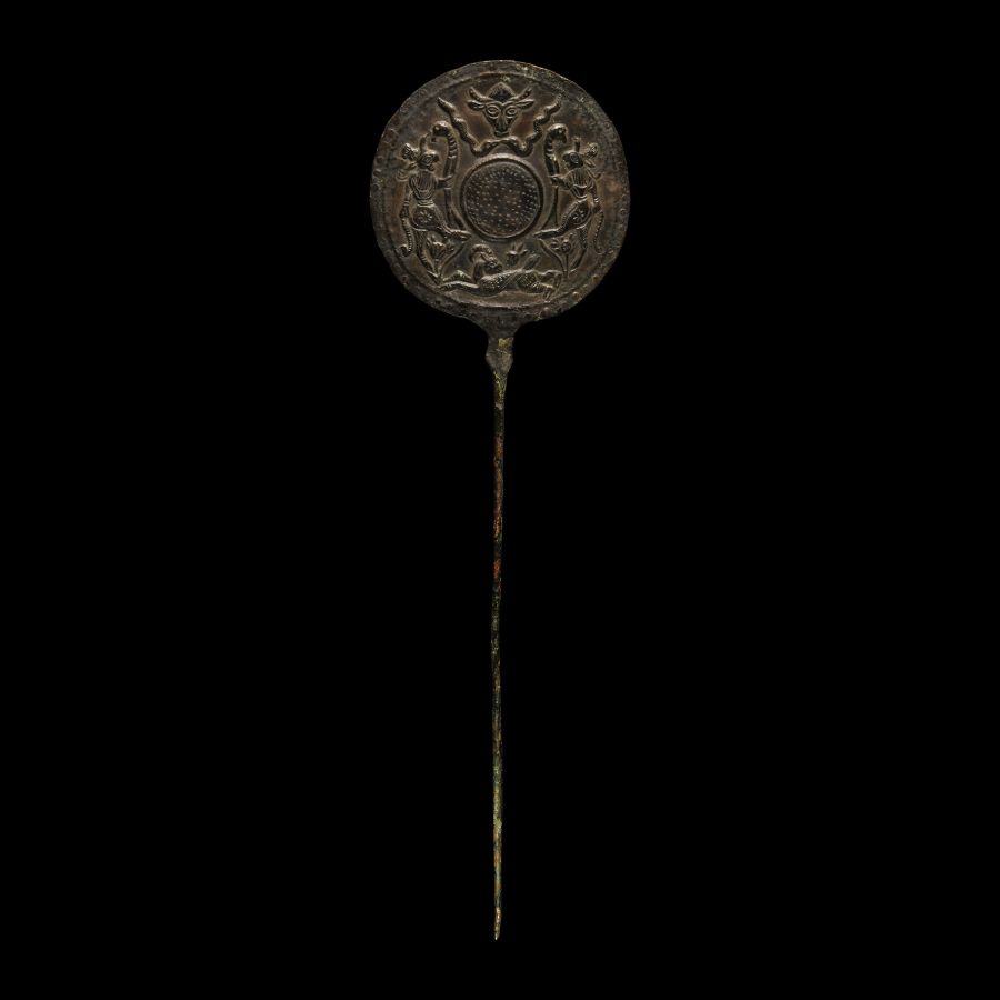 Luristan Bronze Pin with Sacrificial Scene