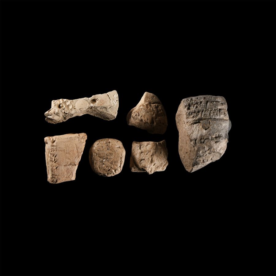 Mesopotamian Clay Cuneiform Tablet Fragment Group