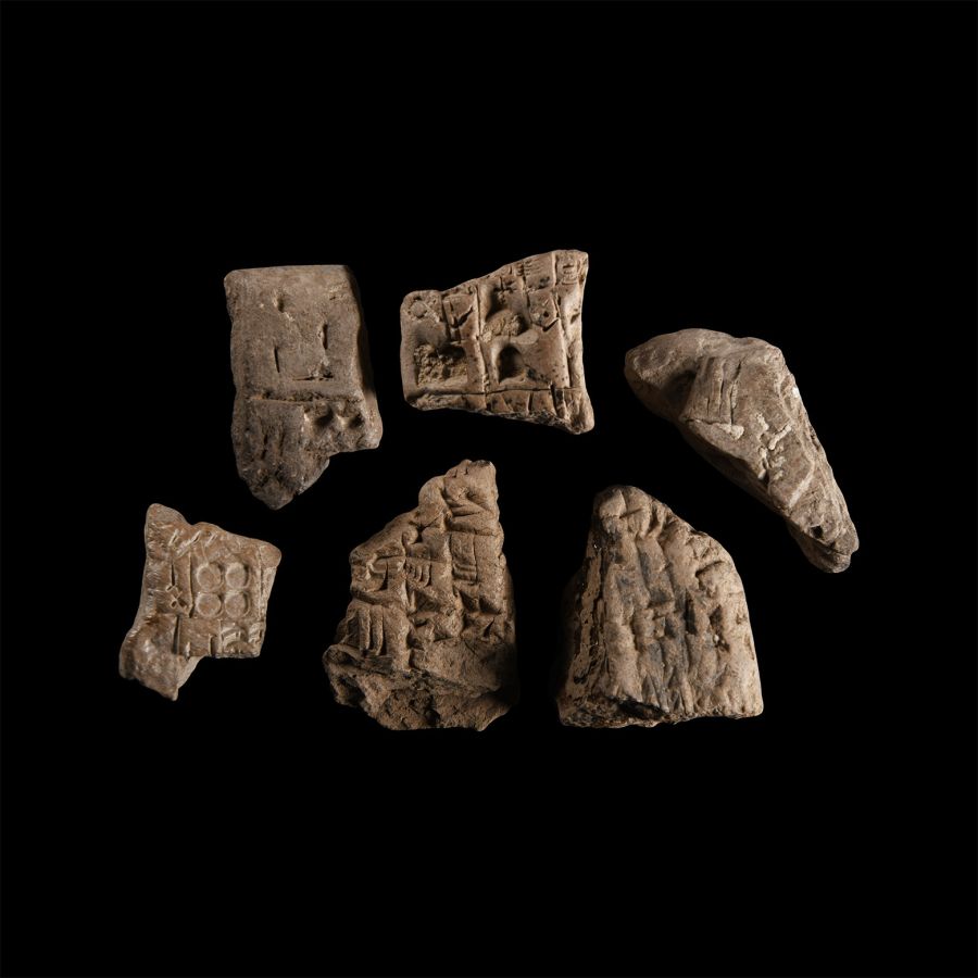 Mesopotamian Clay Cuneiform Tablet Fragment Group