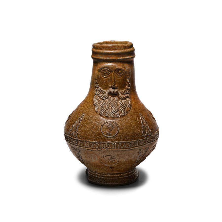Post Medieval Inscribed Salt-Glazed Bellarmine Jug