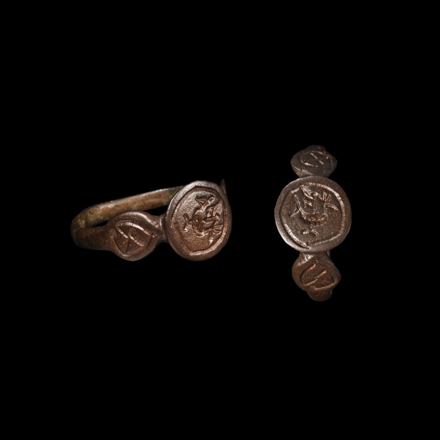 Roman Bronze Ring with Bird