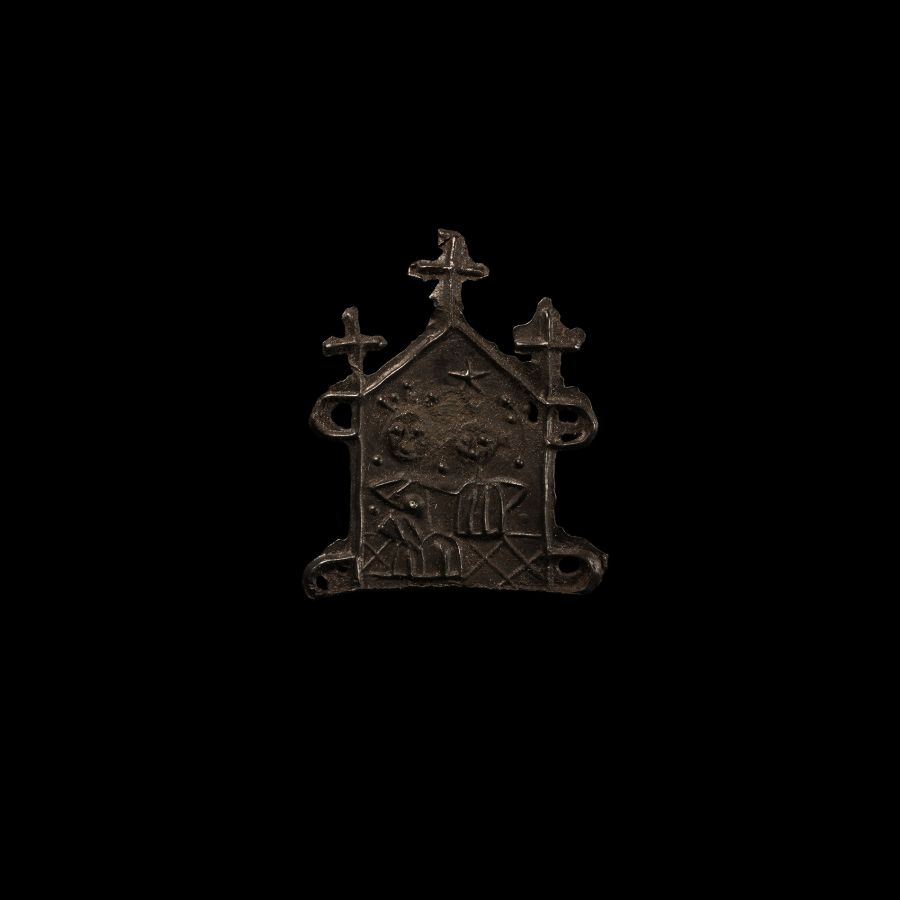 Medieval Pewter Pilgrim's Badge with Church