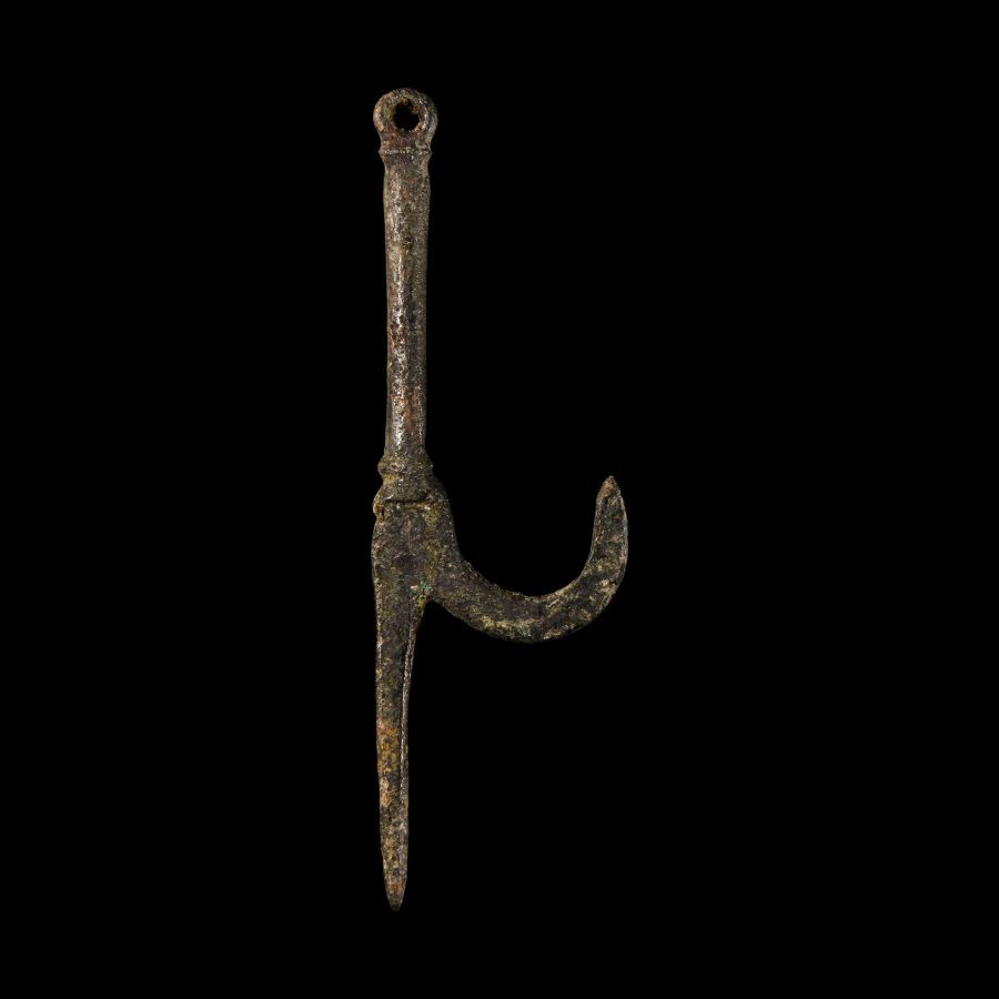 Medieval Bronze Lamp Hanger Hook