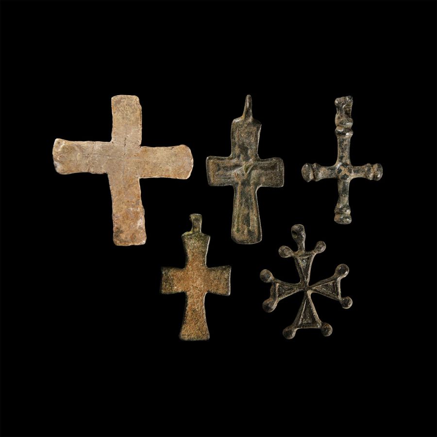 Medieval Bronze Cross Pendant Collection