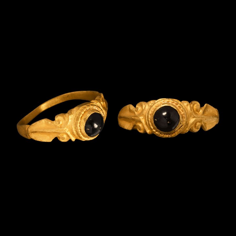 Merovingian Gold Ring with Garnet Gemstone