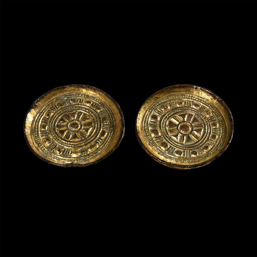 Anglo-Saxon Gilt Bronze Saucer Brooch Pair