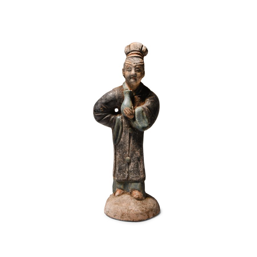 Chinese Qing Glazed Ceramic Female Attendant