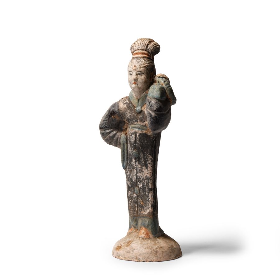 Chinese Qing Glazed Ceramic Female Attendant