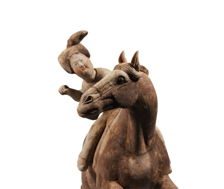 Large Chinese Tang Terracotta Polo Player