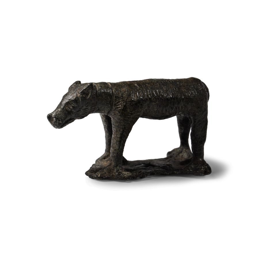 Roman Bronze Hunting Dog with Broad Collar