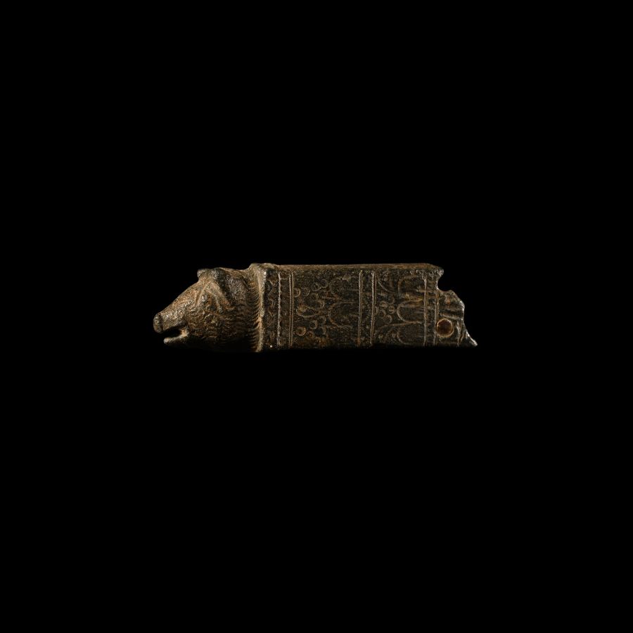 Roman Bronze Knife Handle with Boar's Head