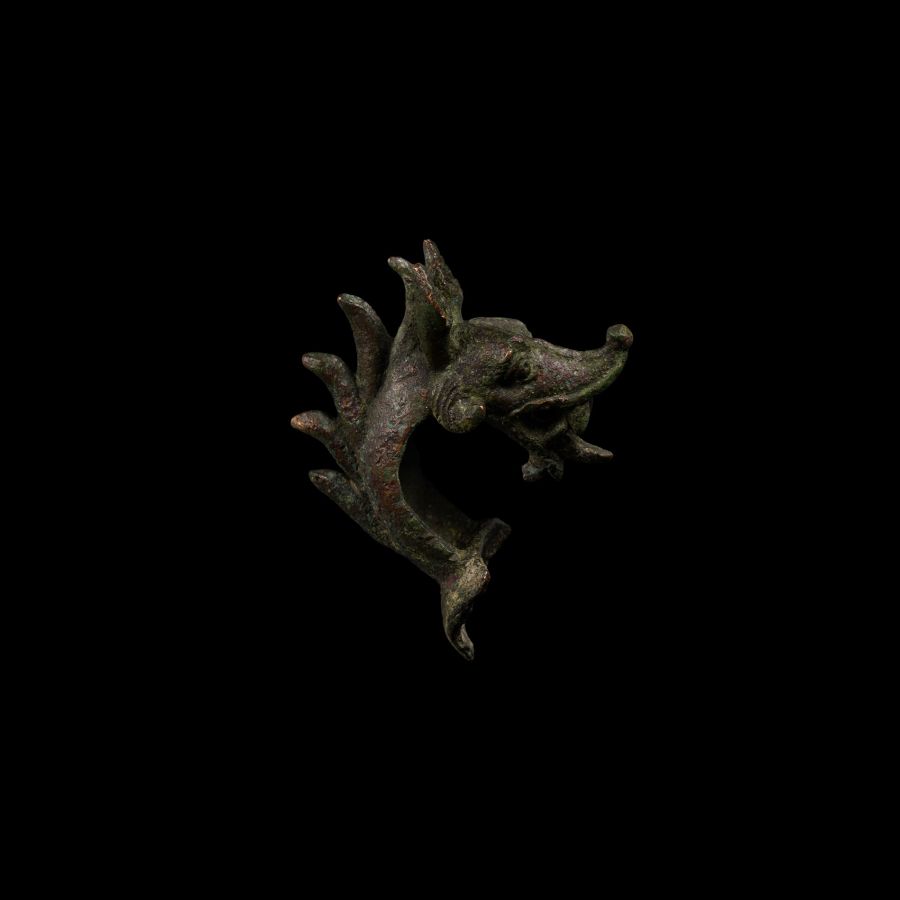 Anglo-Norman Bronze Dragon Head Finial
