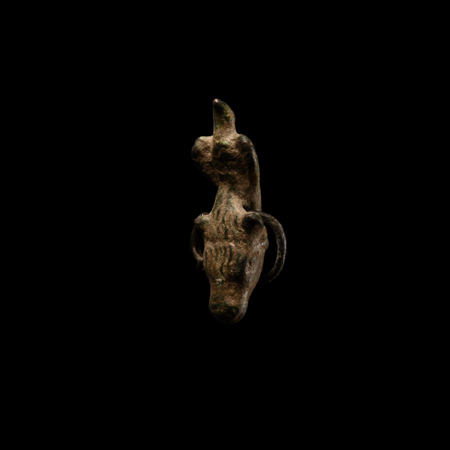 Greek Bronze Eagle Standing on Bull's Head