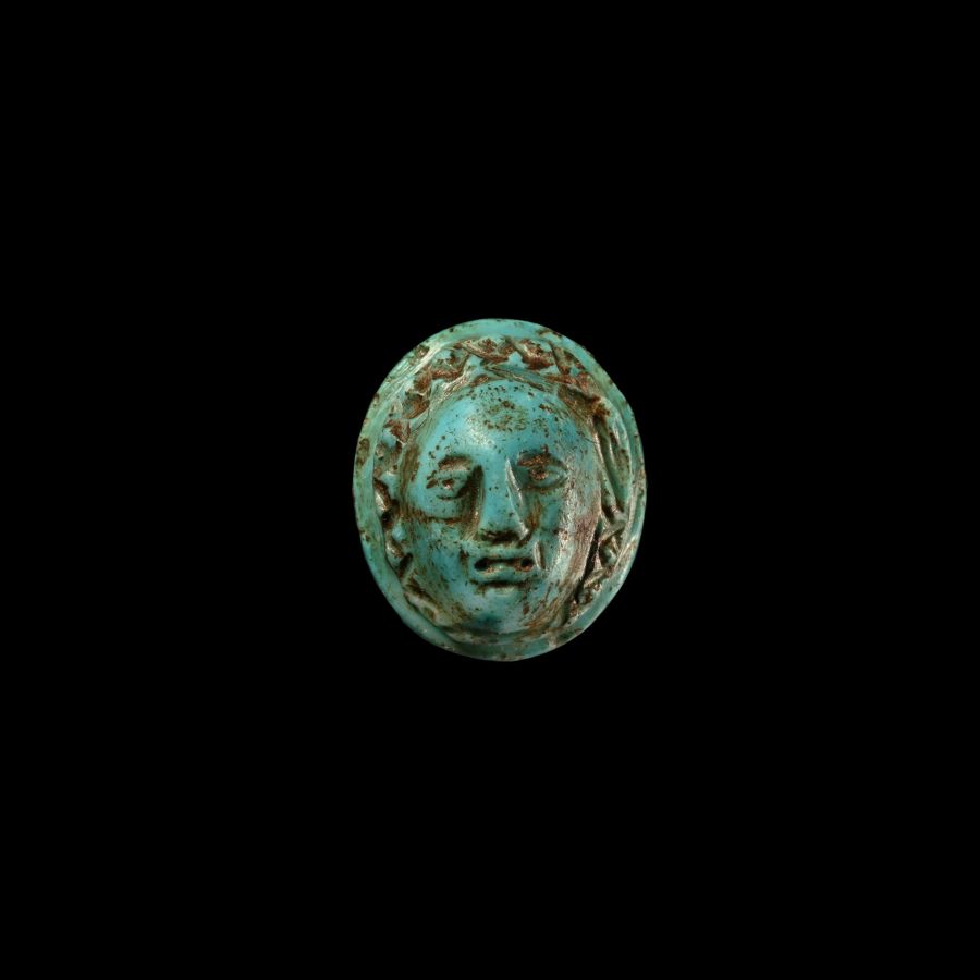 Roman Turquoise Cameo with Head of Medusa