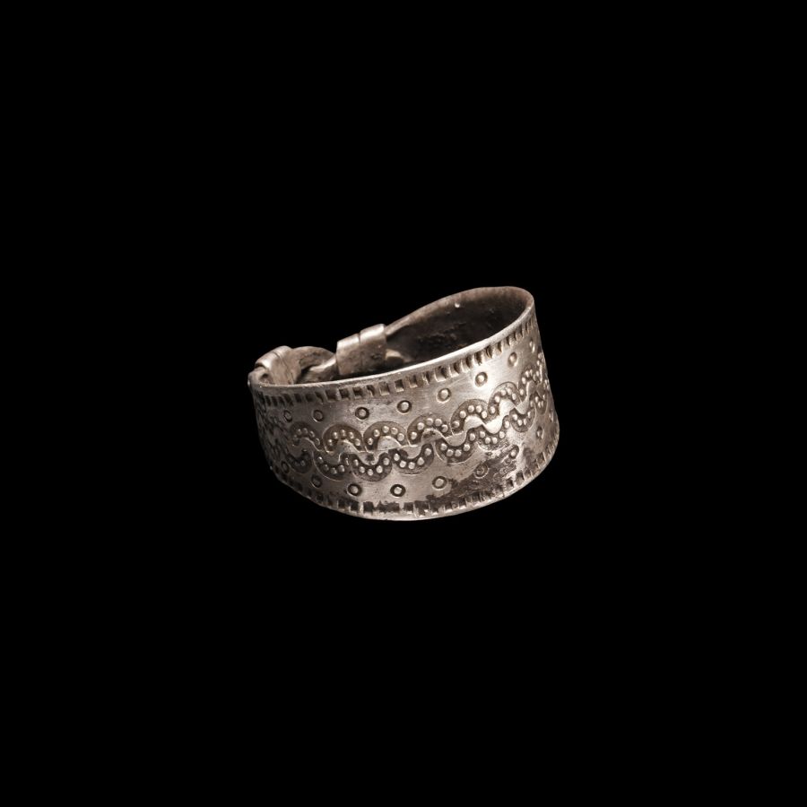 Viking Age Silver Ring with Stamped Design