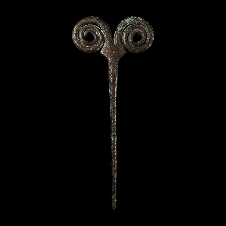 Luristan Bronze Pin with Spirals