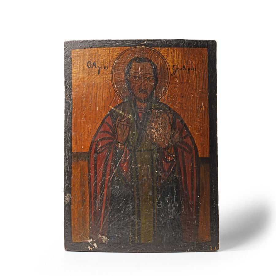 Painted Wooden Icon of Saint Eleutherios