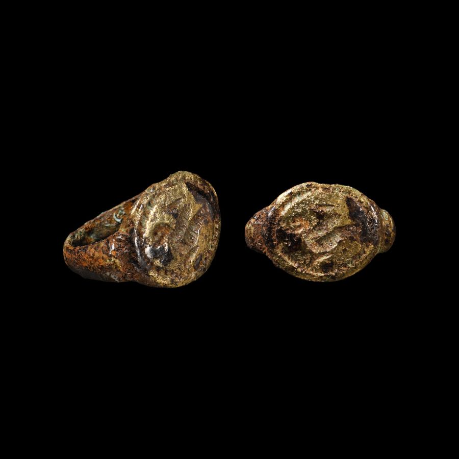 Greek Bronze Ring with Bird