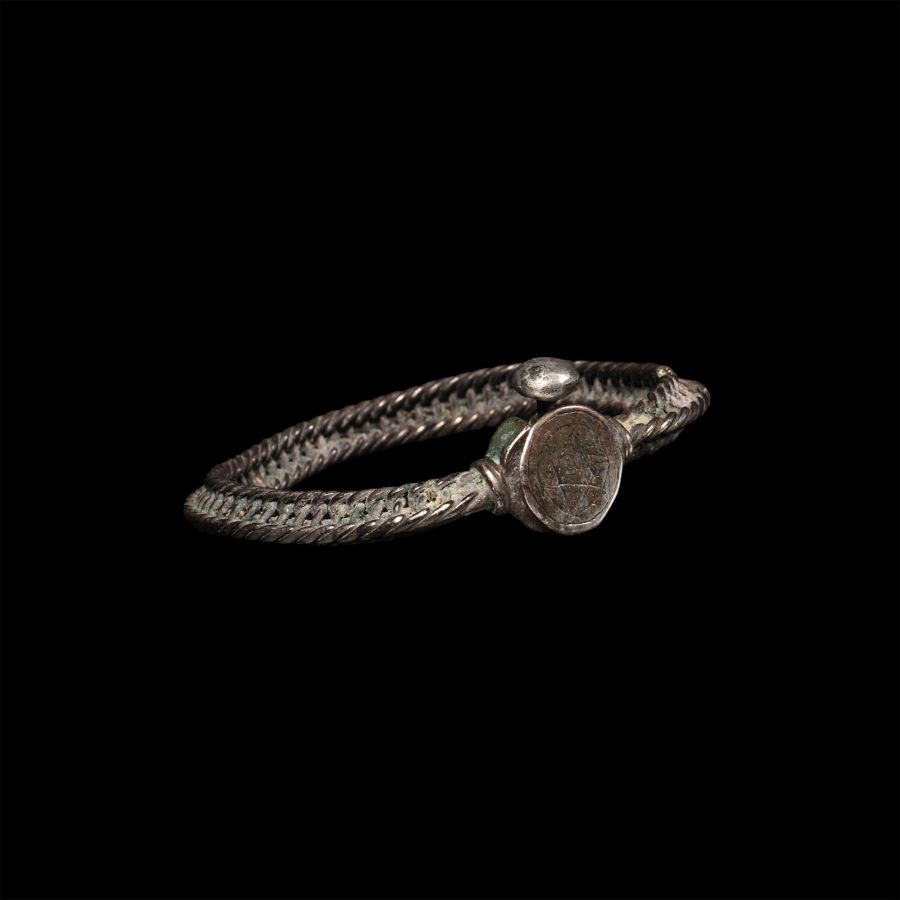 Medieval Plaited Silver Bracelet with Star of David