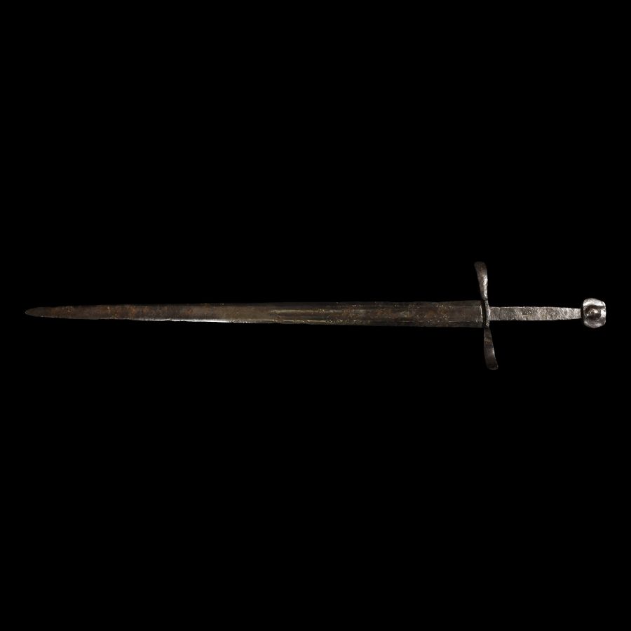 Medieval Schiavonesca Type Iron Sword with Inlay