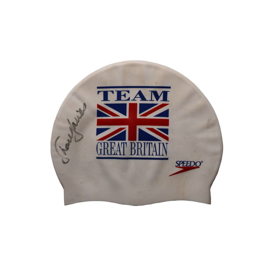 British Sharon Davies Signed Swimming Cap