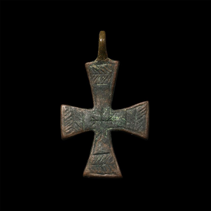 Byzantine Bronze Pectoral Cross Pendant