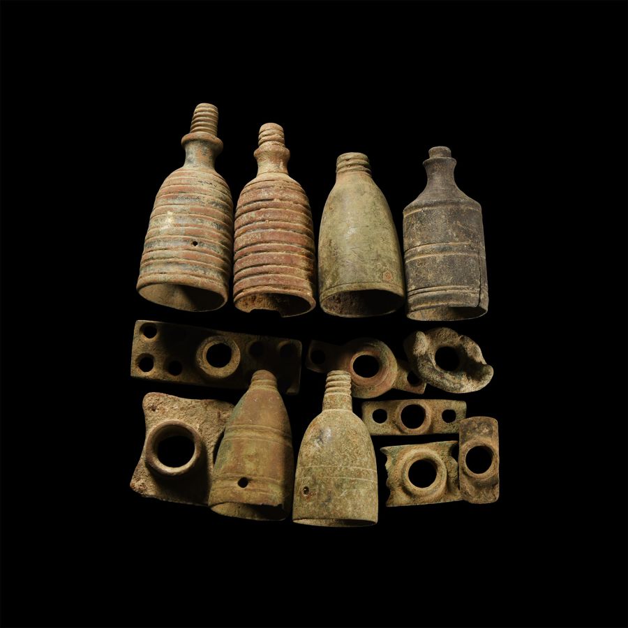 Post Medieval Bronze Helmet Plume Holder Group