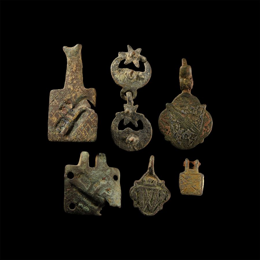 Medieval Bronze Knight's Heraldic Horse Harness Pendant Collection