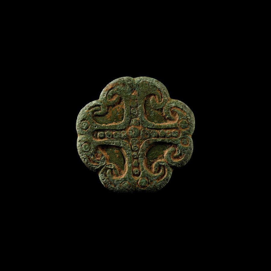 Medieval Bronze Cross Fleury Mount