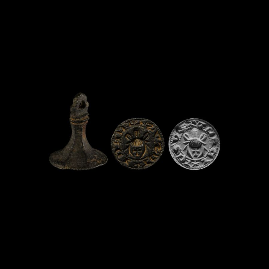 Medieval Bronze Seal Matrix with Stag's Head
