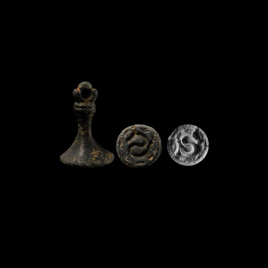 Medieval Bronze Personal Seal Matrix with S