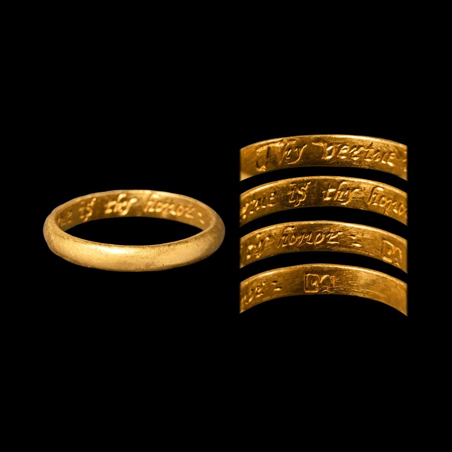 Post Medieval Gold 'Thy vertue is thy honor' Posy Ring