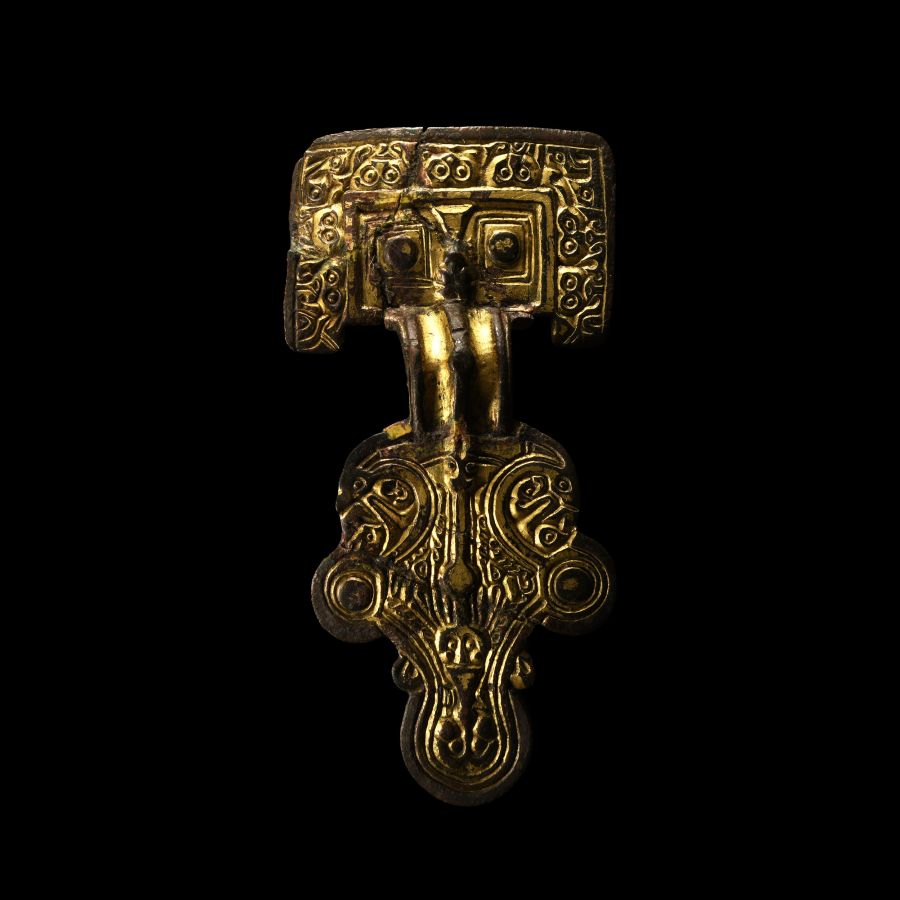 Published Anglo-Saxon Gilt Bronze Great Square-Headed Brooch