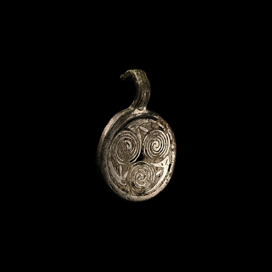 Large Anglo-Saxon Silvered Bronze Hanging Bowl Mount