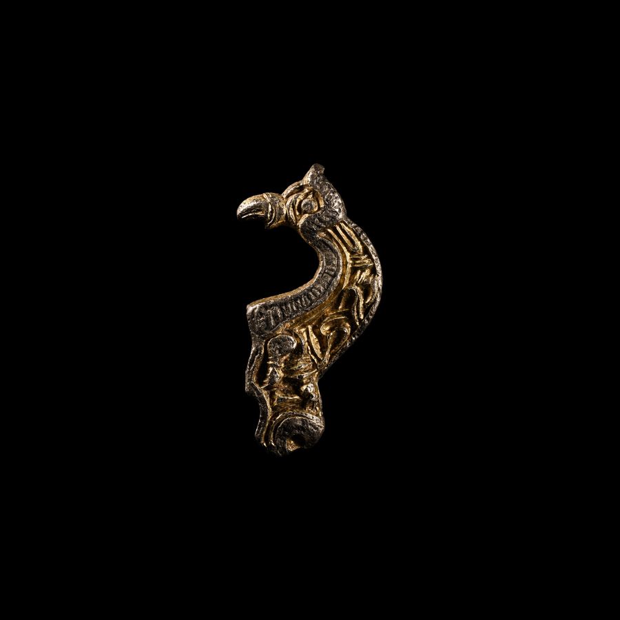 Pre-Viking Silver-Gilt Mythical Beast Helmet Mount