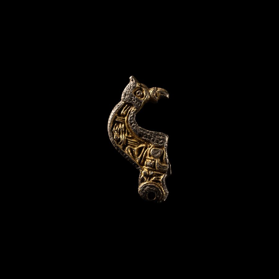 Pre-Viking Silver-Gilt Mythical Beast Helmet Mount